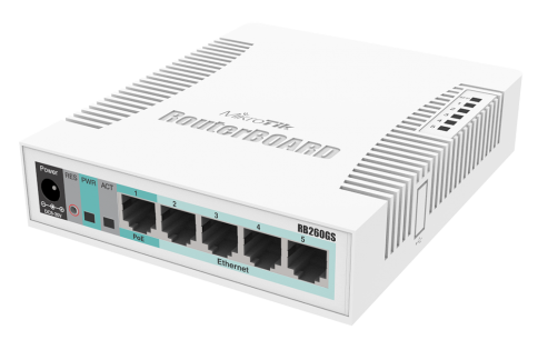 5x Gigabit Ethernet Smart Switch, SFP cage (RB260GS)