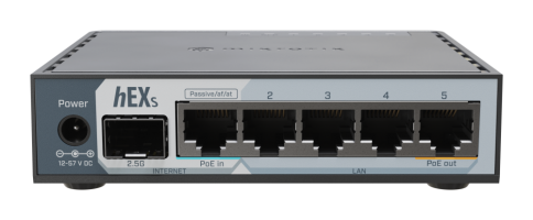 როუტერი hEX S - Dual Core CPU, 5x GbE, 2.5G SFP, MikroTik 